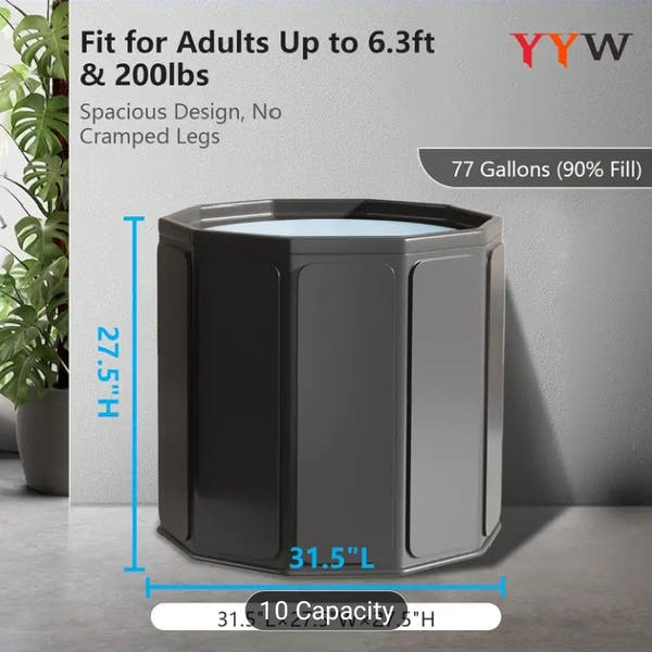 Portable Collapsible Ice Bath Tub - 75x75cm