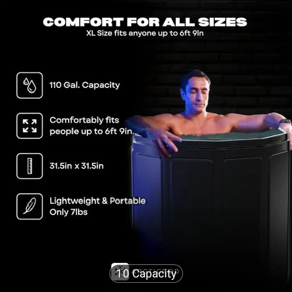 Portable Collapsible Ice Bath Tub - 75x75cm